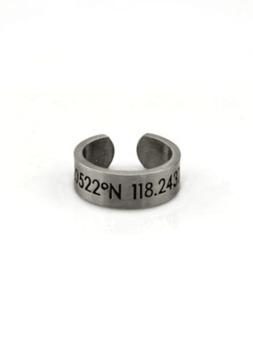 Steel color (size 6) Titanium Steel Number Vintage Band Ring