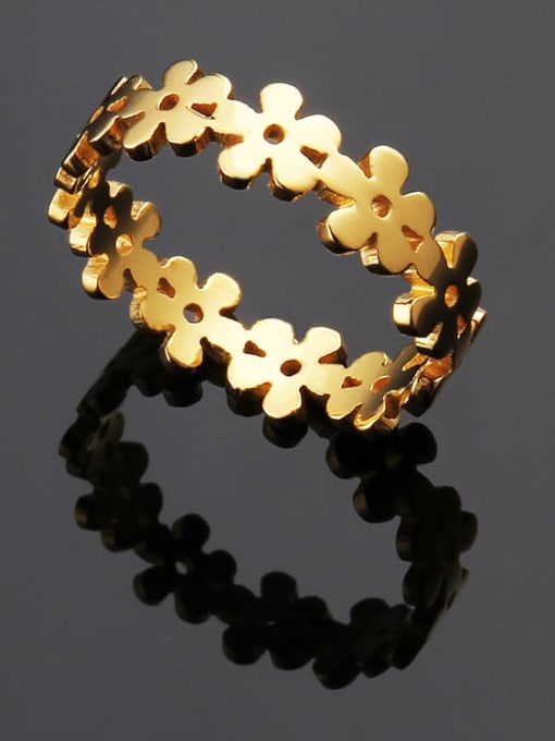 golden Titanium  Dainty Flower Ring