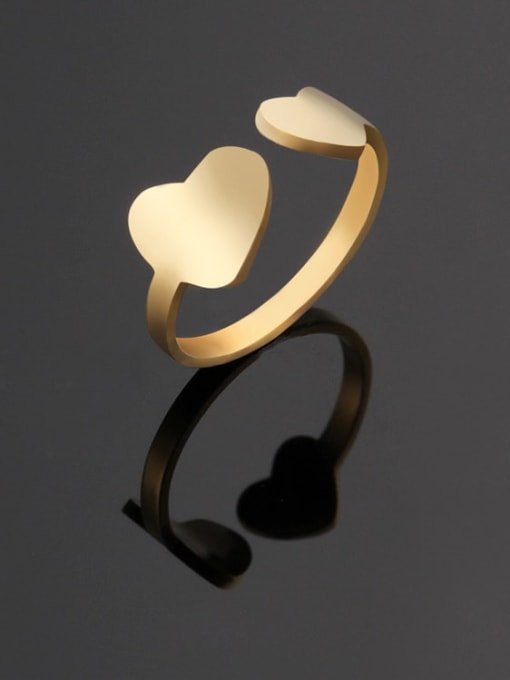 golden Titanium Heart Minimalist Band Ring