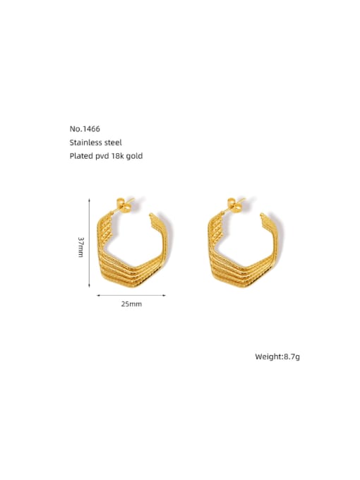 ZXG1466 Gold Stainless steel Geometric Hip Hop Stud Earring