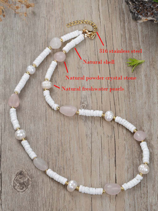 JZ Men's bead Stainless steel Natural Stone Geometric Bohemia Beaded Necklace 4