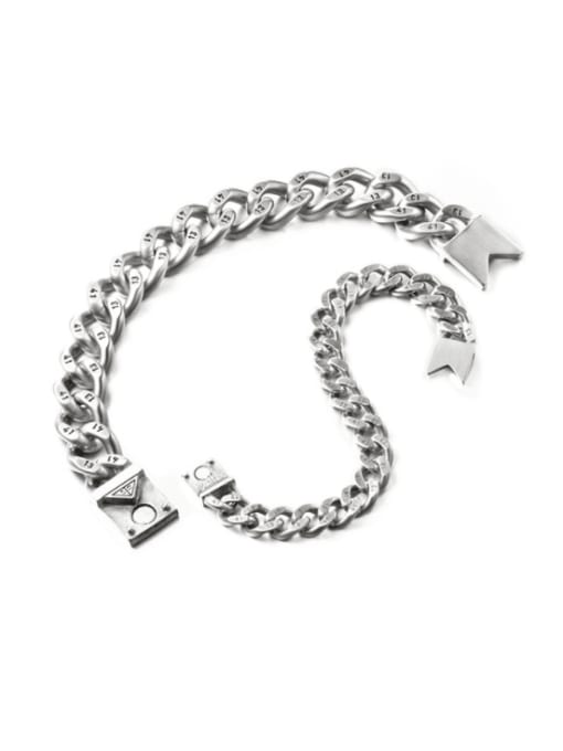 WOLF Titanium Steel Irregular Vintage Link Bracelet 3