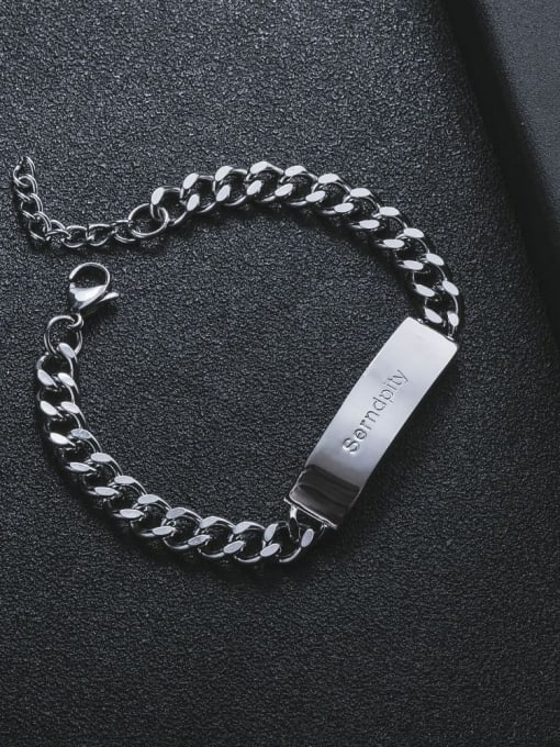WOLF Titanium Steel Geometric Hip Hop Link Bracelet 1