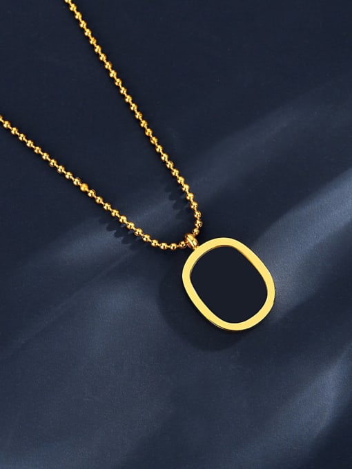 Teem Men Stainless steel Hollow Geometric Minimalist Beaded Chain Necklace 2