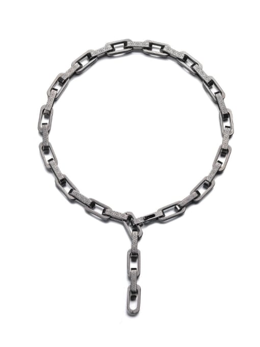 Ancient  50cm Titanium Steel Hollow Geometric Hip Hop Necklace