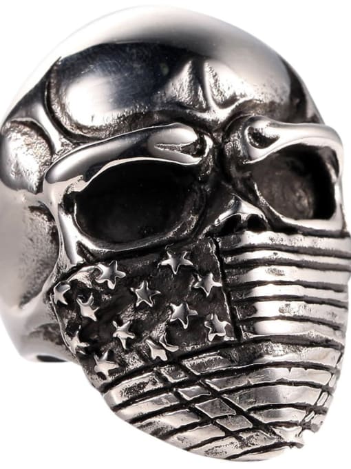 Steel Retro Black Titanium Skull Vintage Band Ring