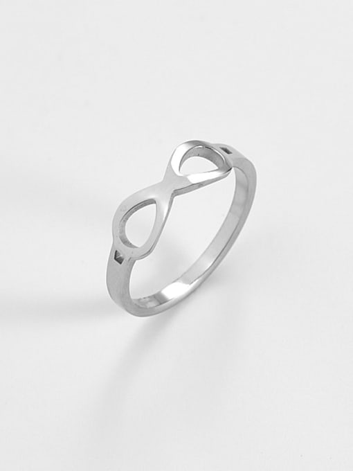 Steel color Titanium  Minimalist Hollow Nuber 8 Band Ring