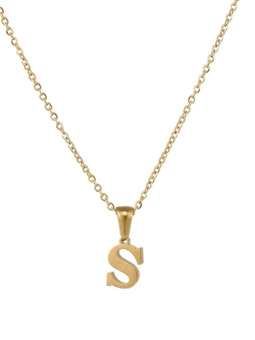 S Stainless steel  Minimalist  Letter EnglishPendant Necklace