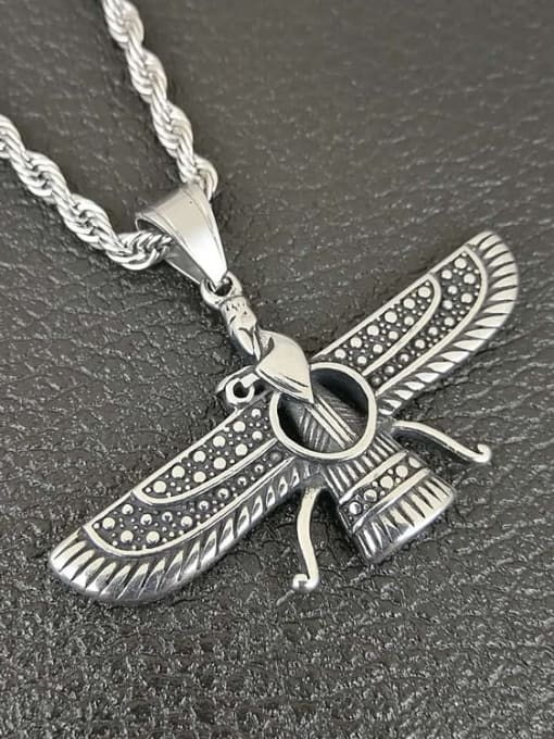 Silver Necklace Titanium Wing Hip Hop Necklace For Men