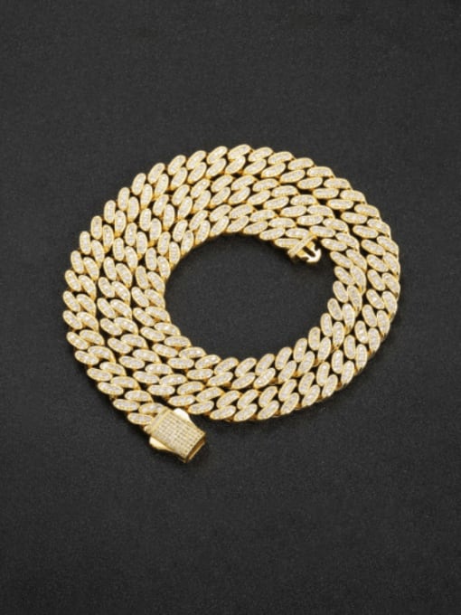 MAHA Brass Cubic Zirconia Hip Hop Geometric  Bracelet and Necklace Set 2