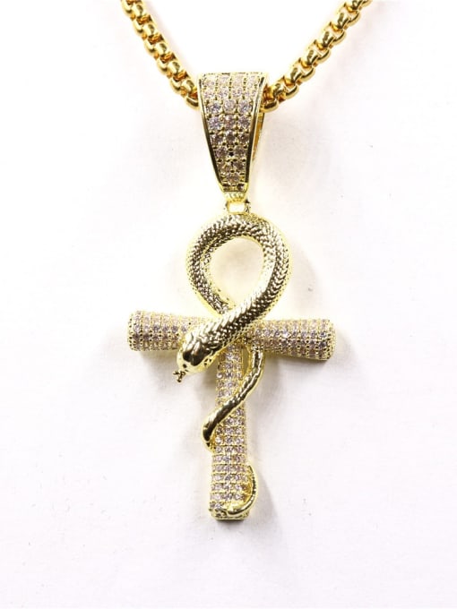 Mr.Leo Copper Cubic Zirconia Cross Hip Hop Pendant Necklace 4