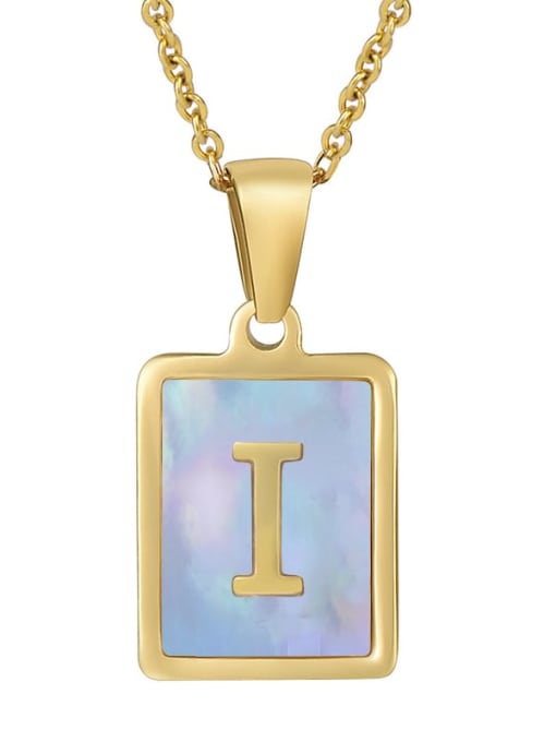 Gold I (including chain) Titanium Steel Shell Geometric Letter Minimalist Necklace