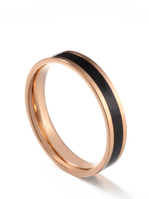 Rose gold black gum Titanium Steel Enamel Round Minimalist Band Ring