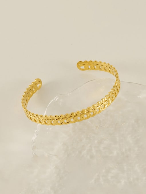 ZXG666 Gold Stainless steel Geometric Hip Hop Cuff Bangle