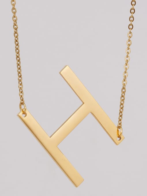 H Stainless steel Minimalist  Letter Pendant Necklace