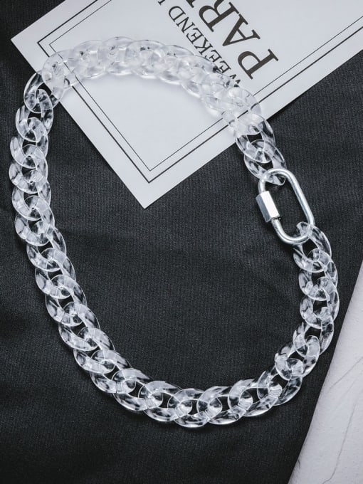 Transparent color 43cm Titanium Steel Acrylic Geometric Hip Hop Necklace