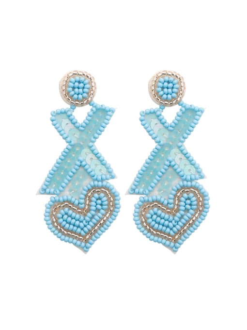 E69058 Blue Alloy MGB beads Multi Color Heart Hip Hop Pure handmade Weave Earring