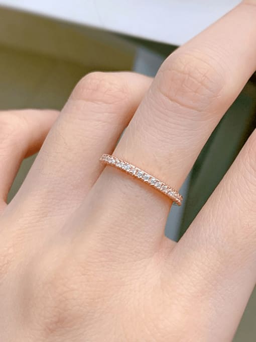 Rose Gold 925 Sterling Silver Cubic Zirconia Geometric Dainty Band Ring