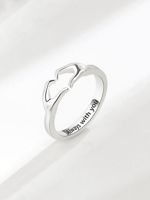 PNJ-Silver 925 Sterling Silver Heart Minimalist Band Ring 2