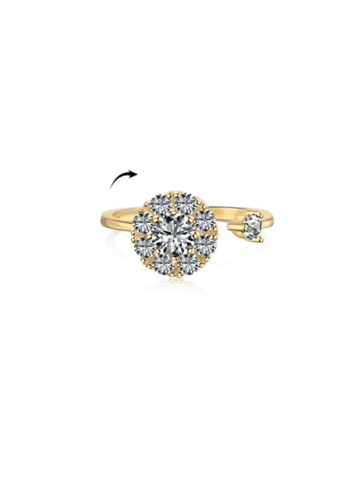 DY120852 S G WH 925 Sterling Silver Cubic Zirconia Flower Dainty Band Ring