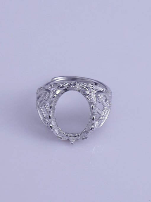 Supply 925 Sterling Silver 18K White Gold Plated Geometric Ring Setting Stone size: 10*15mm 0