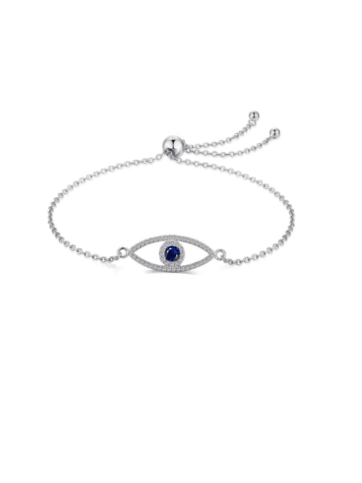 STL-Silver Jewelry 925 Sterling Silver Cubic Zirconia Evil Eye Minimalist Adjustable Bracelet 0