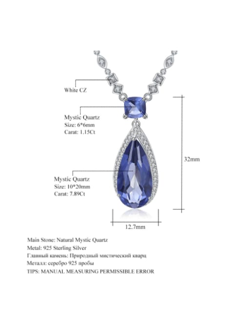 ZXI-SILVER JEWELRY 925 Sterling Silver Swiss Blue Topaz Water Drop Luxury Necklace 2