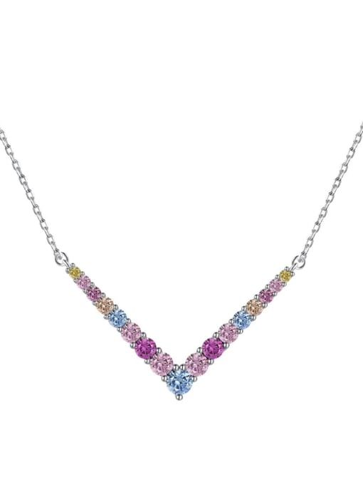 colored  DY190648 S W CS 925 Sterling Silver Cubic Zirconia Geometric Dainty Necklace