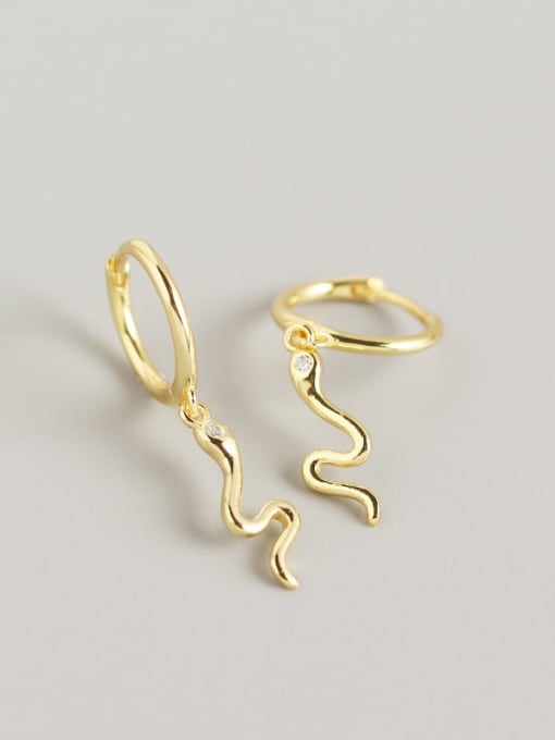 Gold 925 Sterling Silver Snake Trend Huggie Earring