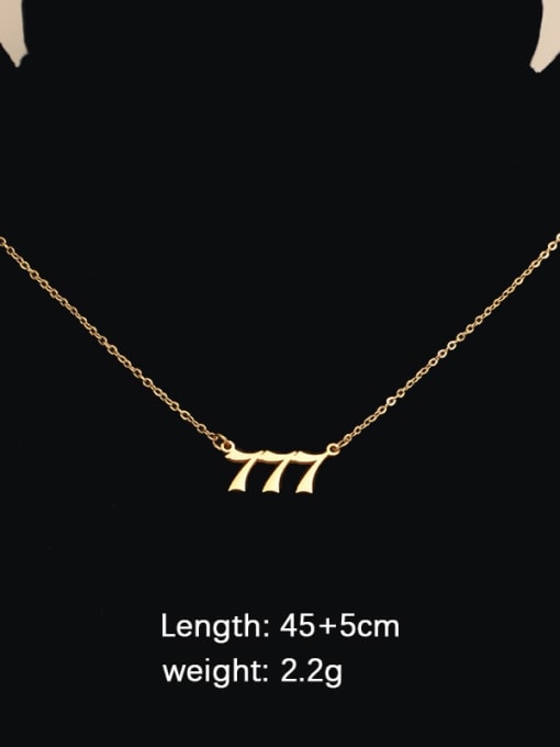 Golden Number 777 Titanium Steel Number Minimalist Necklace