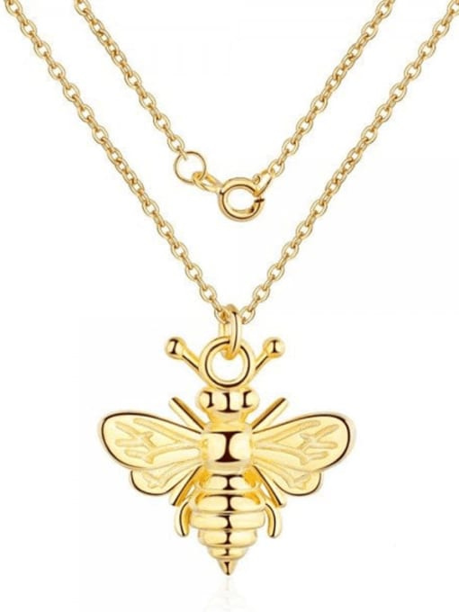 golden 925 Sterling Silver Bee Cute Necklace