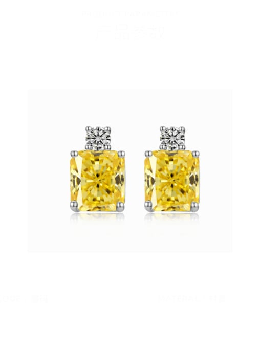 Yellow Diamond DY110061 925 Sterling Silver 5A Cubic Zirconia Geometric Luxury Stud Earring