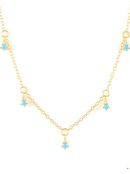 Golden Droplet Necklace 925 Sterling Silver Turquoise Cross Vintage Necklace