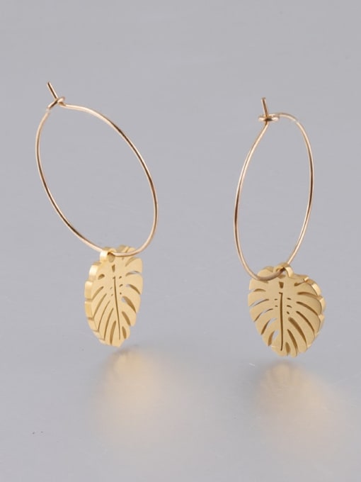 golden Stainless steel Leaf Trend Hoop Earring