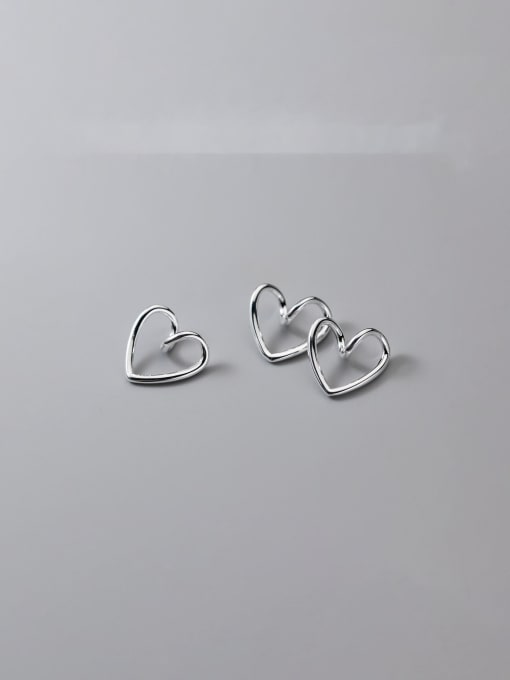 FAN S925 silver three-dimensional geometric heart-shaped love pendant 0