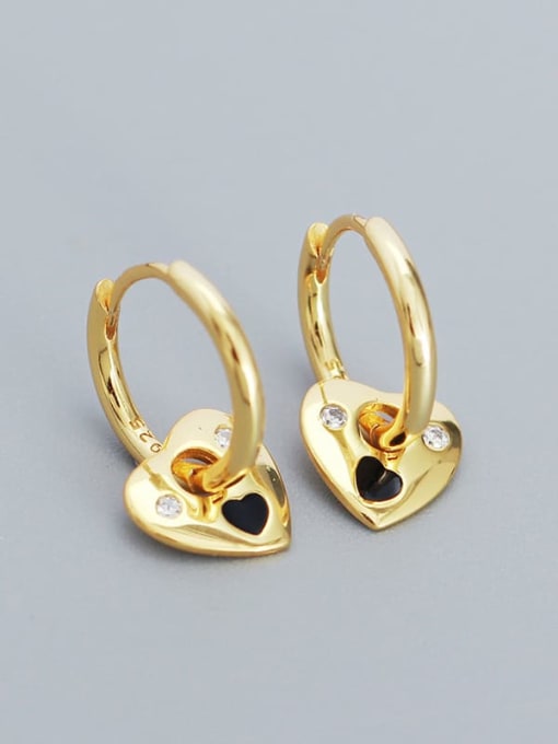 gold 925 Sterling Silver Acrylic Heart Trend Huggie Earring
