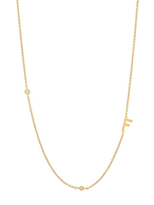Gold F 925 Sterling Silver Letter Minimalist Necklace