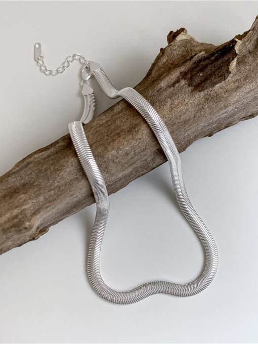 Blade Necklace 925 Sterling Silver Snake  Bone Chain Minimalist Necklace