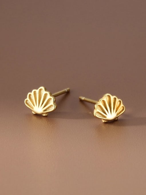 BLN262E, Gold color 925 Sterling Silver Embossed Texture Classic Stud Earring