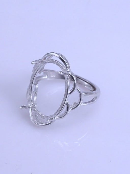 Supply 925 Sterling Silver 18K White Gold Plated Geometric Ring Setting Stone size: 15*19mm 1