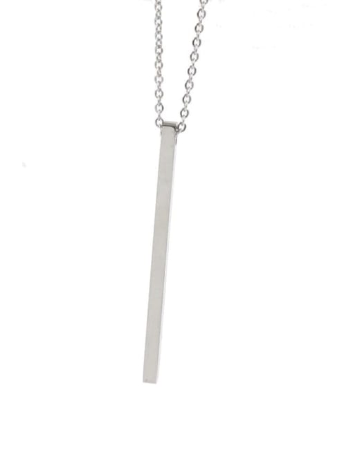 Natural color of steel Stainless steel Rectangle Minimalist Necklace