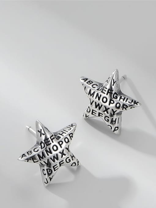 Five pointed star Earrings 925 Sterling Silver Five-Pointed Star Vintage Stud Earring