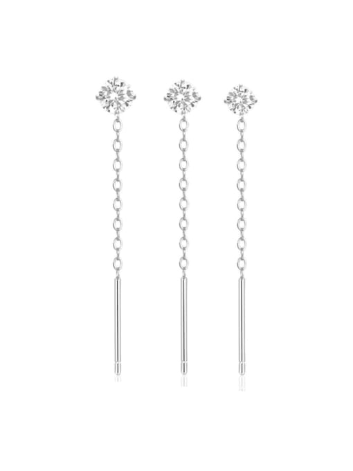 3 pieces per set in platinum color 925 Sterling Silver Tassel Minimalist Threader Earring