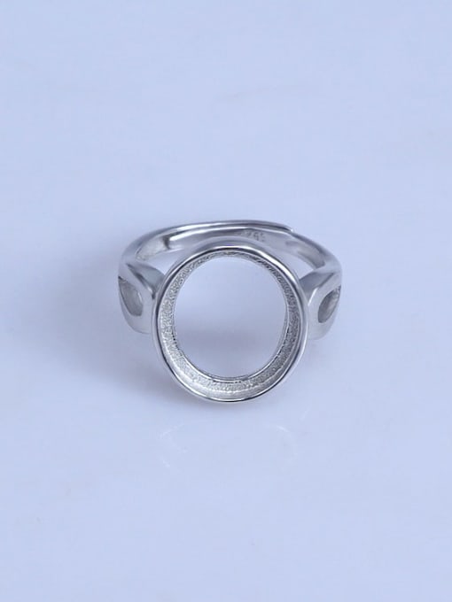Supply 925 Sterling Silver 18K White Gold Plated Geometric Ring Setting Stone size: 12*14mm 0