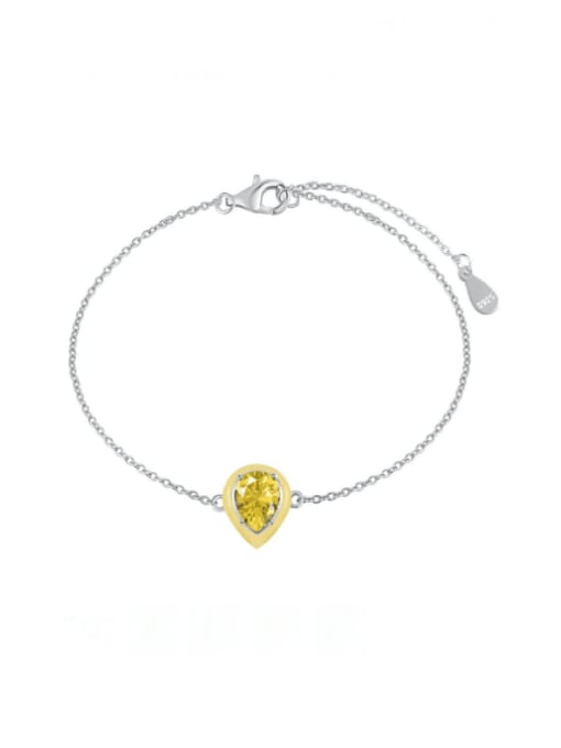 DY150165 S W YE 925 Sterling Silver Cubic Zirconia Water Drop Minimalist Link Bracelet