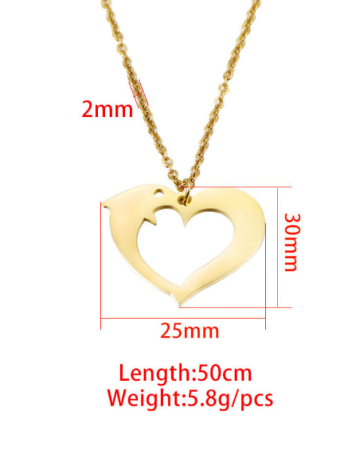 MEN PO Stainless steel Heart Dolphin Minimalist Necklace 2