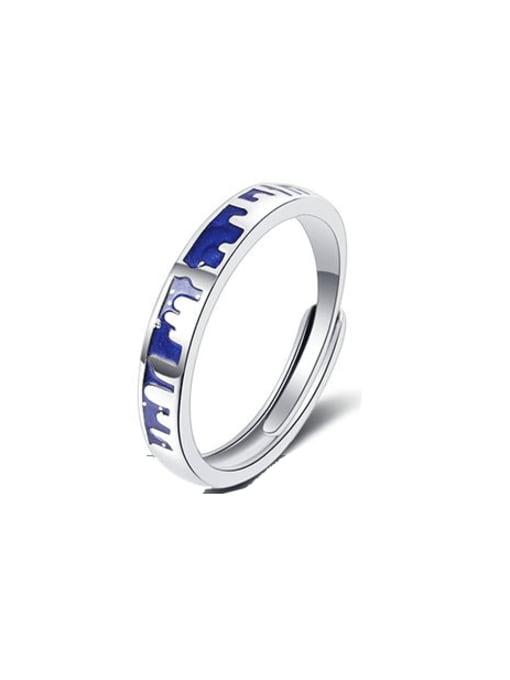 women 925 Sterling Silver Enamel Geometric Minimalist Couple Ring