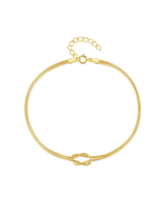 golden 925 Sterling Silver Double Layer Chain Minimalist Strand Bracelet