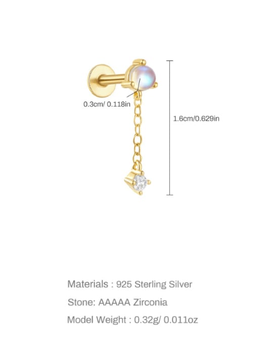 Single Gold 2 925 Sterling Silver Cubic Zirconia Geometric Trend Single Earring