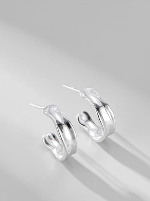 Wave C-shaped Earrings 925 Sterling Silver Irregular Minimalist Waves C shape  Stud Earring